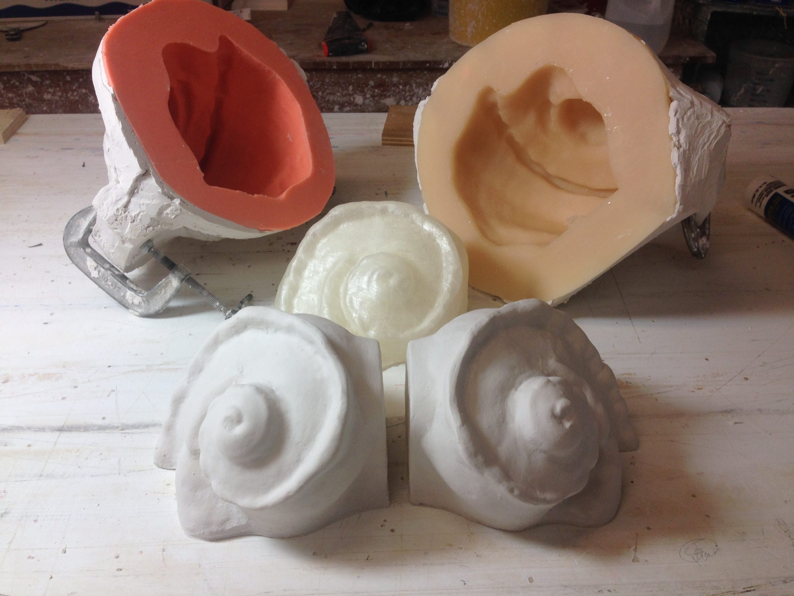 Left and right with plaster castings and 3D print